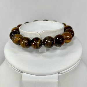 14mm Tiger Eye Gemstone Stretch Bracelet